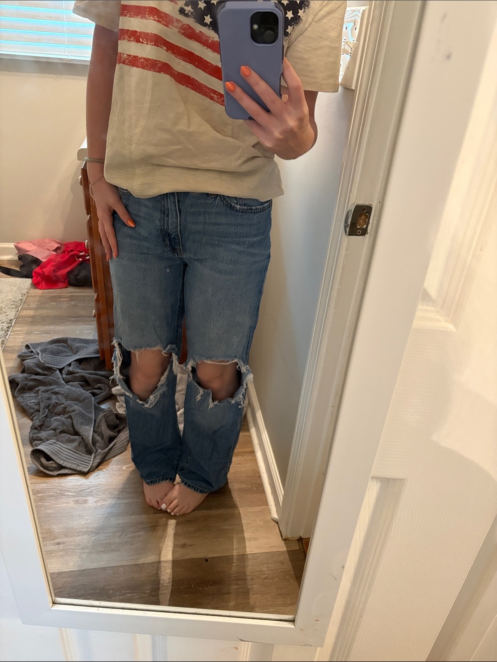 Aeropostale Light Blue Distressed Knee Boyfriend Jeans